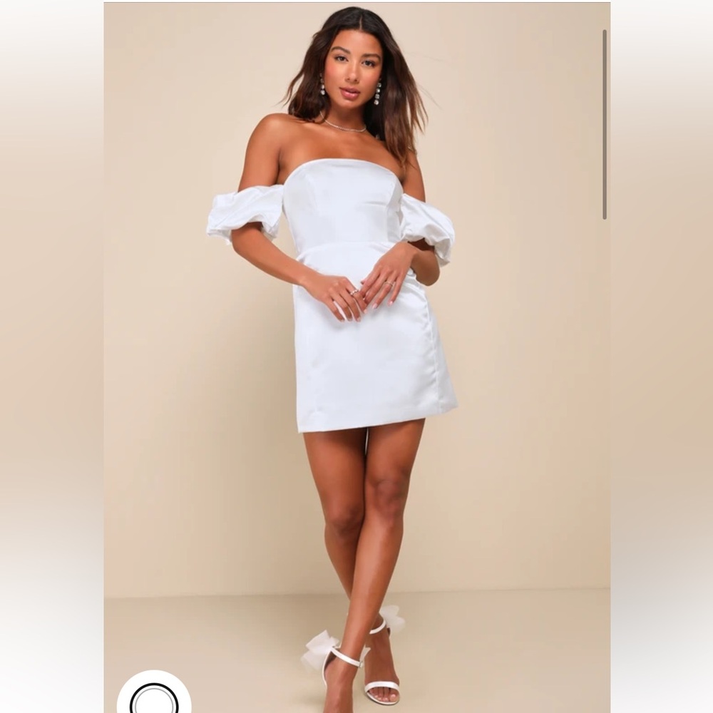 NWT lulus significant sensation white satin off the shoulder dress- size small